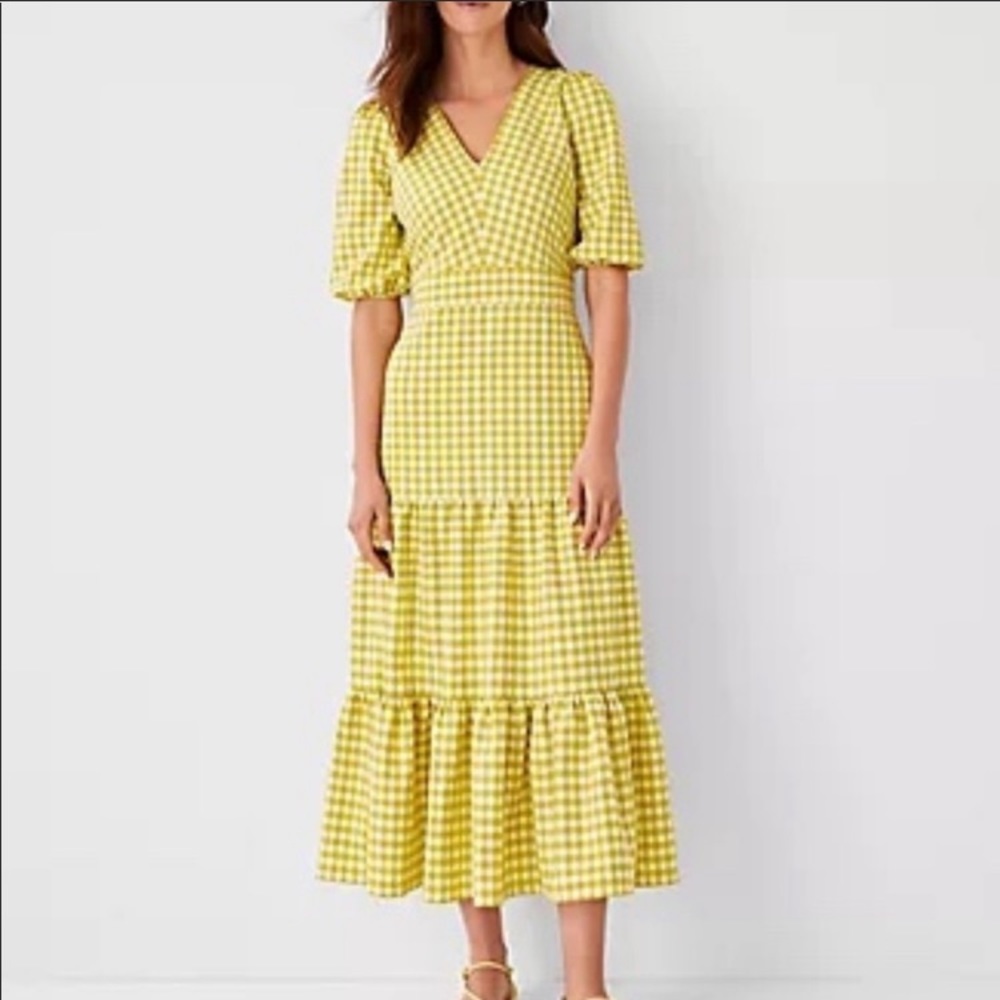 Ann Taylor Gingham Midi Dress